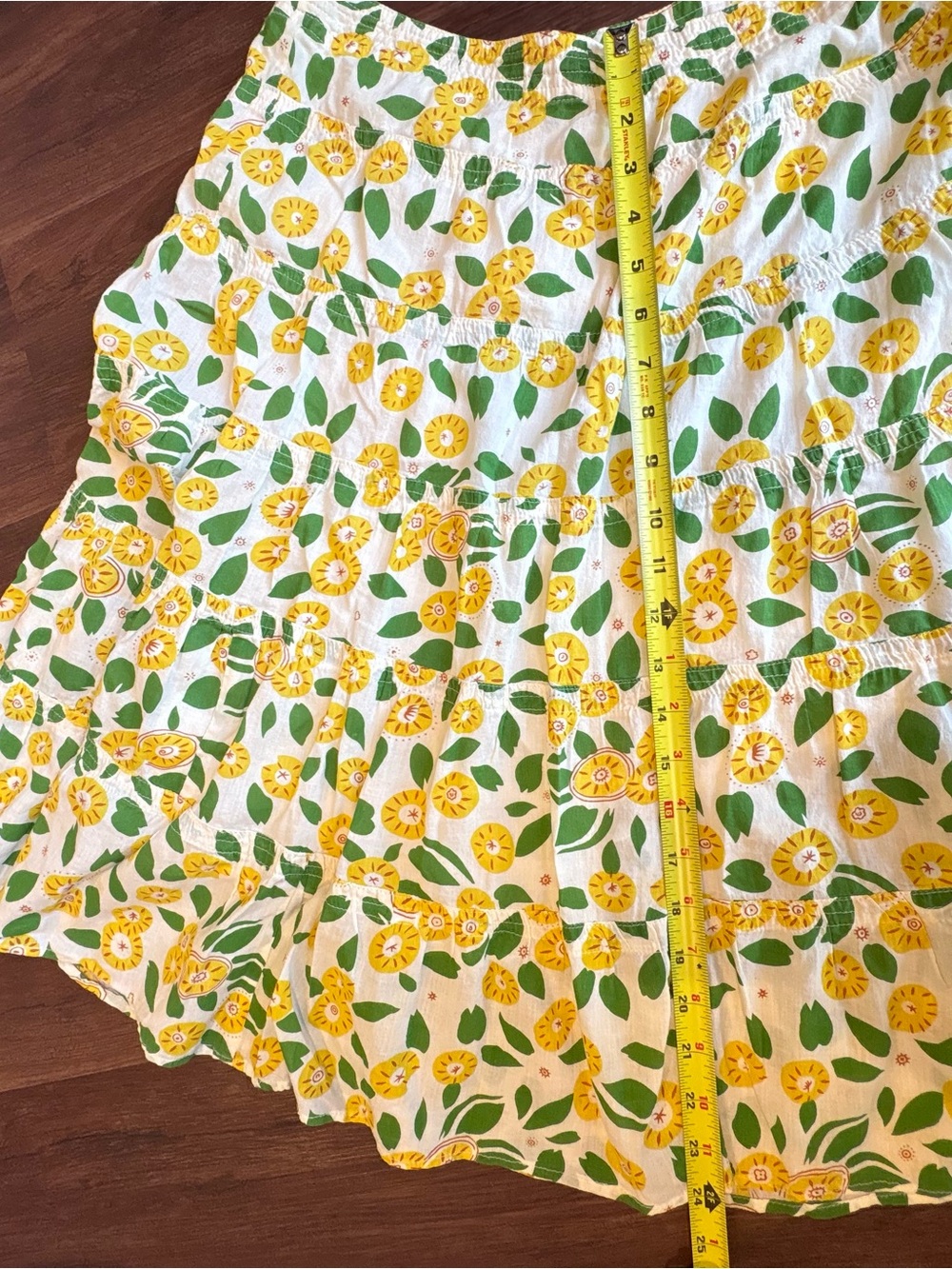 Prairie Acacia Yellow Floral Tiered Skirt Cottagecore Midi Ruffle Whimsical M - Picture 3 of 6